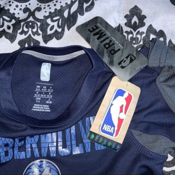 NBA Timberwolves Long Sleeve Youth Shirt Navy/Grey Size S Polyester Blend - Picture 4 of 4
